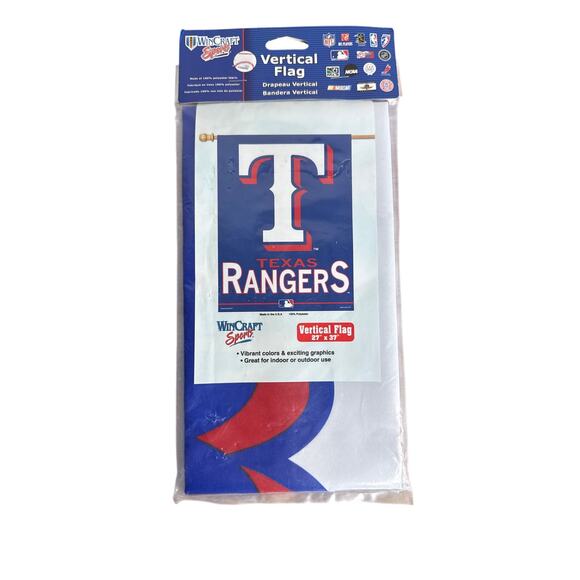 Texas Rangers House Flag 27"x37" Vertical Hanging Baseball WinCraft Red Blue MLB - Picture 1 of 4